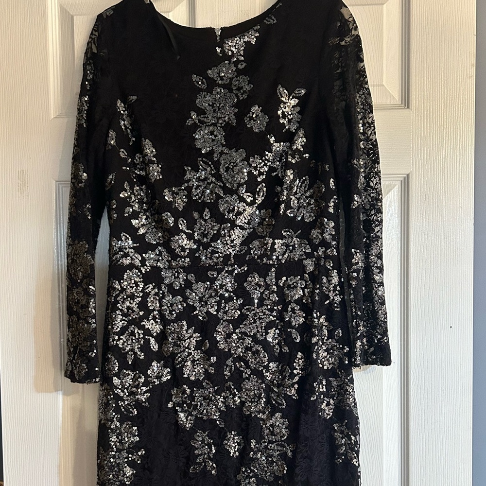 Black sequin & lace dress